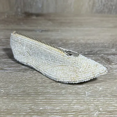 Vintage Japan Beaded Slipper Shoe Lipstick Coin Purse Mini 5” Flapper 1920s MCM • $51.26