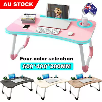 Laptop Stand Table Foldable Desk Computer Study Bed Adjustable Portable Cup Slot • $20.29