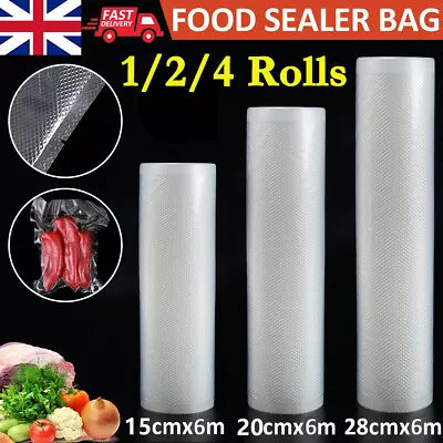 Food Vacuum Sealer Rolls Bags Vaccum Food Storage Saver Seal Bag Embossed 6m • £6.59