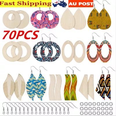 210x Unfinished Wooden Earrings Pendants Blank Pendants Jewelry Making Kit Gifts • $17.99