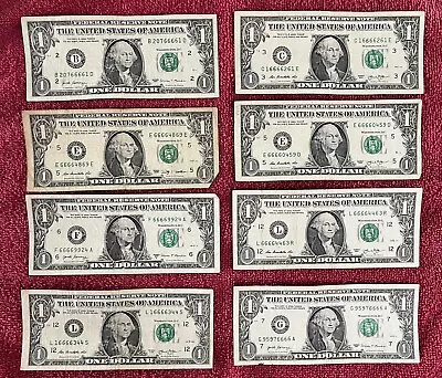 Fancy Serial Number $1 Dollar Bills - 4 Or A Kind (6's) - 6666 • $2.99