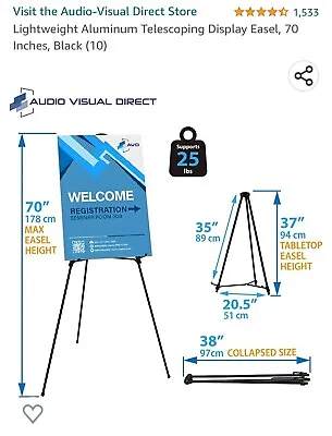 Lightweight Aluminum Telescoping Display Easel 70 Inches Black • $28.99