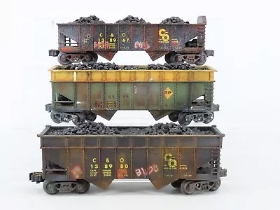 Lot Of 3 O Scale 3-Rail Unbranded C&O Chesapeake & Ohio 2-Bay Hoppers - Custom • $49.99