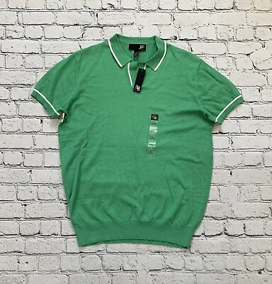 NWT JF J.Ferrar Mens L Green Short Sleeve Collar  Polo Golf Shirt • $29.99