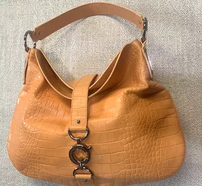 Dolce Gabbana Vintage Turmeric Colored Croc Leather Bag Made In Italy  FLAW • $134.98