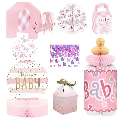 BABY SHOWER TABLE DECORATIONS Pink Girl Honeycomb Bottle Confetti Prams • £3.49