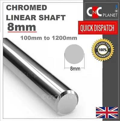 8mm Smooth Chromed Steel Linear Shaft Round Bar Rail Slide Rod Bearing 3D Printe • £4.49