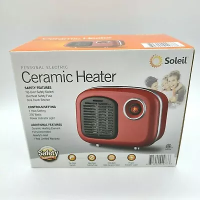 Soleil Personal Indoor Ceramic Mini Heater Red New 250W Free Shipping • $24.88