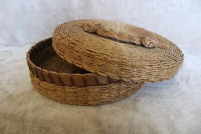 Vintage Maine Native American Sweetgrass Sewing Basket 11 W 2 1/2 D  • $57.50