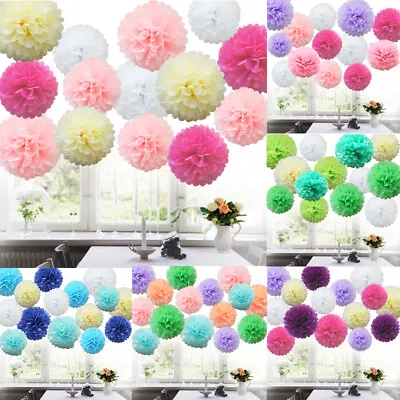 £5.49 • Buy 40 / 9 Mixed Tissue Paper Pompoms Pom Poms Hanging Garland Wedding Party Decor