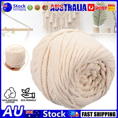 $9.99 • Buy 5mm Natural Cotton Twisted Cord Craft Macrame Artisan Rope Craft String Weaving