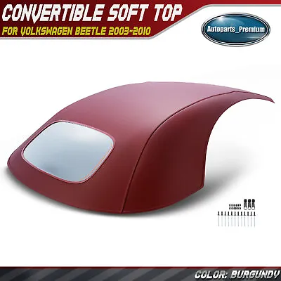 $358.79 • Buy Burgundy Convertible Soft Top For Volkswagen Beetle 2003-2010 W/ Glass Window