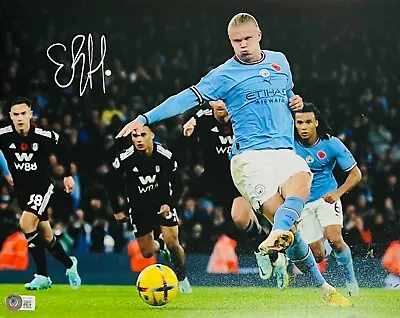 Manchester City Erling Haaland Autographed 11x14 Photo BAS Beckett Witnessed • $398.79