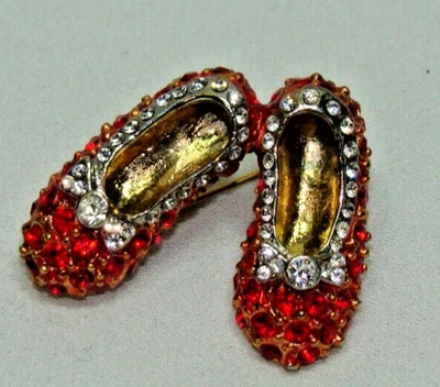 £4.02 • Buy Brooch Pin Ruby Red Slippers Dorothy Wizard Of Oz Shoes Enamel Rhinstones Heels