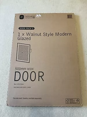 B&Q IT Kitchens 500mm Door Pack G Walnut Style Modern (497x715mm) Wide • £40