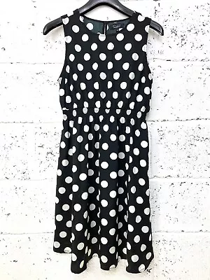 £13.99 • Buy New Look Maternity Dress Size 10 Black White Polka Dot Sleeveless Floaty Skirt
