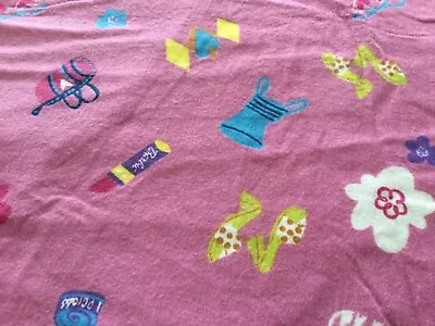 Mattel Barbie Doll Accessories On Pink Flannel 3 Yards • $19.99