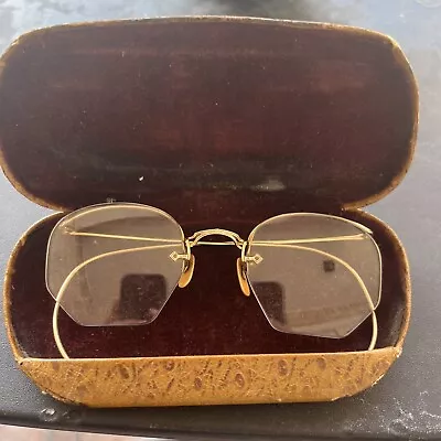 Antique Vintage 12 Karat GF Wire-Rimmed Eye Glasses Octagonal Curvy Earwire • $9.99