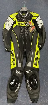 $445.97 • Buy Berik 2.0 Defence 1 Piece Leather Motorcycle Race Suit 1pc Black Fluro Yellow 54