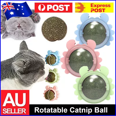 $7.99 • Buy Rotatable Cat Treat Toy With Catnip Snack Licking Ball Kitten Pet Molar Toys AU