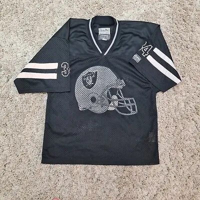 Raiders Shirt Mens Large Black NFL Jersey Top Campri Vintage 90s Football • £63.99