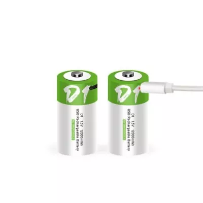 USB SIZE D Lithium Ion Rechargeable Battery 1.5V Fast Charge Type C Cable • $30