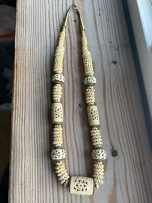 Vintage Faux Bone Necklace 30  Total Length • $49.95