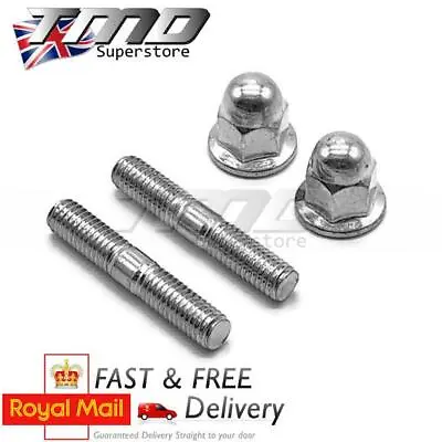£4.95 • Buy M6 X 35mm Engine Exhaust Studs Pair Dome Flange Nuts Motorcycle Pit Dirt Bike