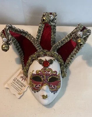 VTG Red Velvet La Maschera Del Galeone Venetian Mask Made In Venice Italy Small • $24.99