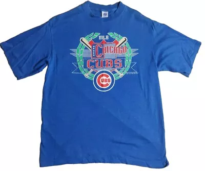 VTG 90s Chicago Cubs MLB Logo 7 Striped T Shirt XL 1993 Baseball Single Stitch • $14.99