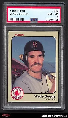 1983 Fleer #179 Wade Boggs ROOKIE RC RED SOX PSA 8 NM-MT • $15