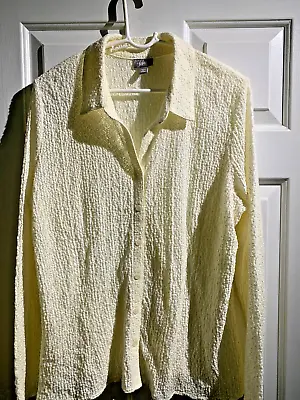 J. Jill Woman Blouse Ivory Lace Button Up Shirt Top Stretch Size Large • $19.88