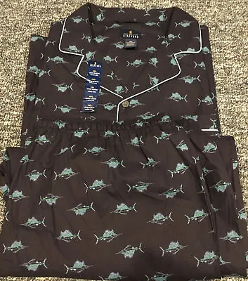 $24.99 • Buy NEW Stafford 2-Piece Long Sleeve Men's Sleep Pajama Set Navy With Swordfish 4XL