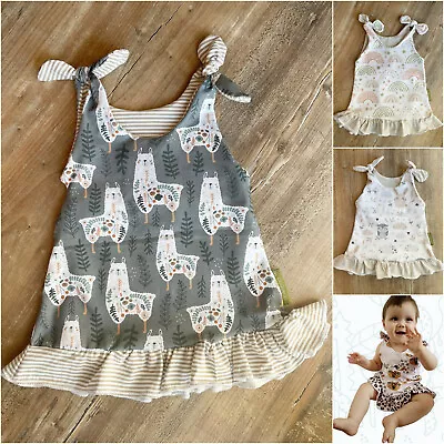 Baby Dress Handmade Kids Clothing Christening Party Maturnity Lama Rainbow • £39.21