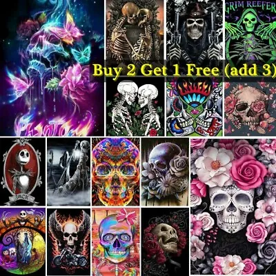 $14.29 • Buy 5D DIY Full Drill Diamond Painting Embroidery Cross Stitch Kits Decor Skull Gift