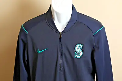Nike Men's Blue And Green Seattle Mariners 1/2 Zip Pullover Jacket Shirt Small S • $14.99