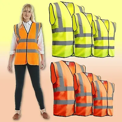 £3.89 • Buy Hi Vis Vest Yellow Orange High Viz Visibility Waistcoat Safety Work Reflective