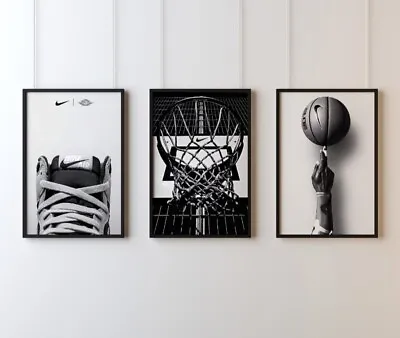 Set Of 3 Nike Basketball Art Pieces Canvas Wall Art Home Decor • $60.99