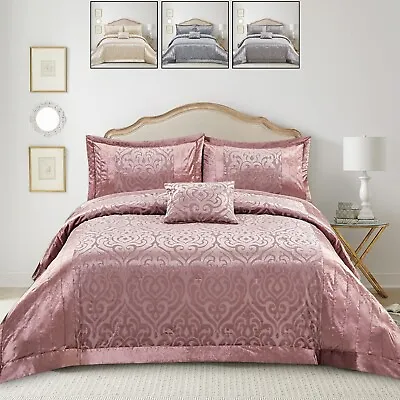 3PC Luxury Infinity Bedspread Velvet Jacquard Double King S.King Size Bed Throw • £5.69