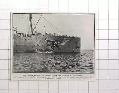 1906 Damage Shown To  Kaiser Wilhelm Der Grosse  After Channel Collision • $7.46