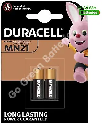 2 X Duracell MN21 A23 12V Alkaline Batteries 23A LRV08 K23A E23A V23GA 12 Volt • £3.69