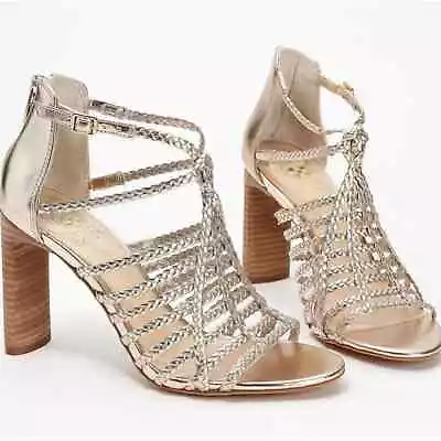 NEW Vince Camuto Gold Egyptian Braided Strap Heels Sandals • $39