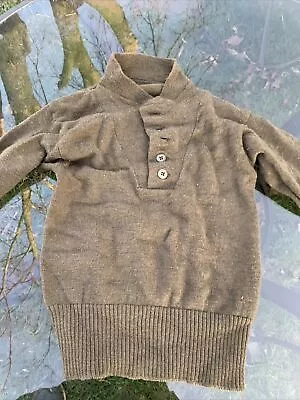 US Military-GI Men's 5 Button Sweater 100% Knitted Wool Brown Made In USA • $25.95