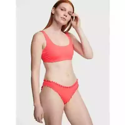 Victoria's Secret Swim Mix-and-Match Ruffle Cheeky Bikini Bottom Peach Large NWT • $12.75