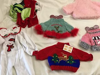 $26.75 • Buy Lot Of 6 Bear : Doll Sweaters - Christmas Sparkle & Outfits - Santa And Joker