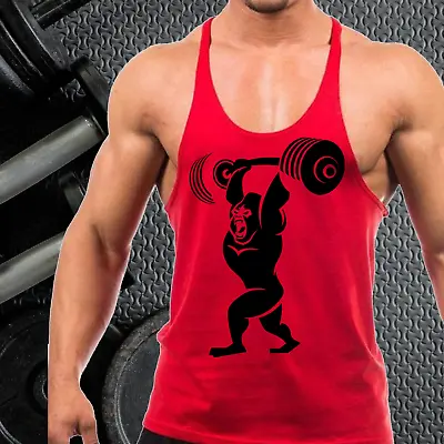 £7.99 • Buy Gorilla Lifting Gym Vest Stringer Bodybuilding Muscle Training Top Singlet