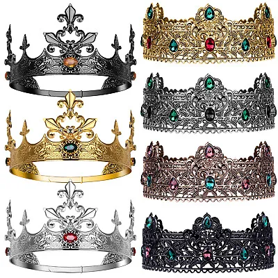 Royal King Crown For Men Prince Tiara Wedding Birthday Party Halloween Cosplay • $18.59