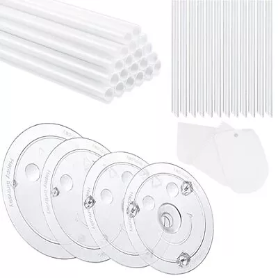 20 Pieces Plastic White Sticks Dowel Rods And 4 Pieces Cake Separator Plates ... • $23.96