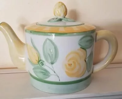 Mikasa Teapot English Rose-BF 112 Springtime Colors Yellow & Green Cottage Decor • $27