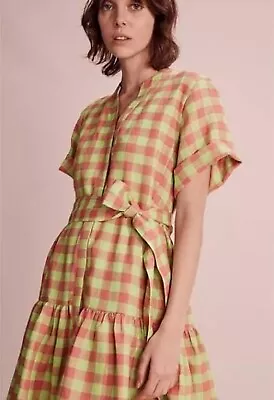 Country Road Gingham Check Dress 10 Orange Green • $35